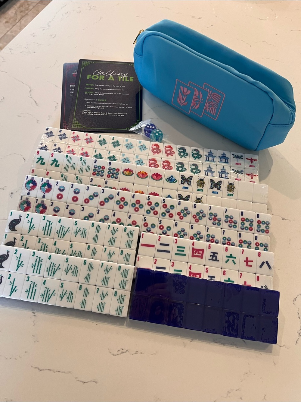 NWT Jonathan Adler Mahjong Tile Set w/ Matching Shuffle Cars & Dice, & Tile Bag